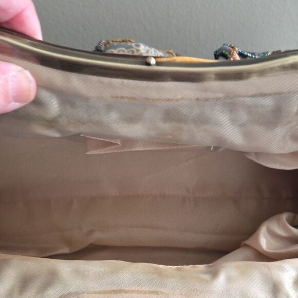 Floral Embroidered Clutch Bag - Gray and Brown - Picture 5 of 11